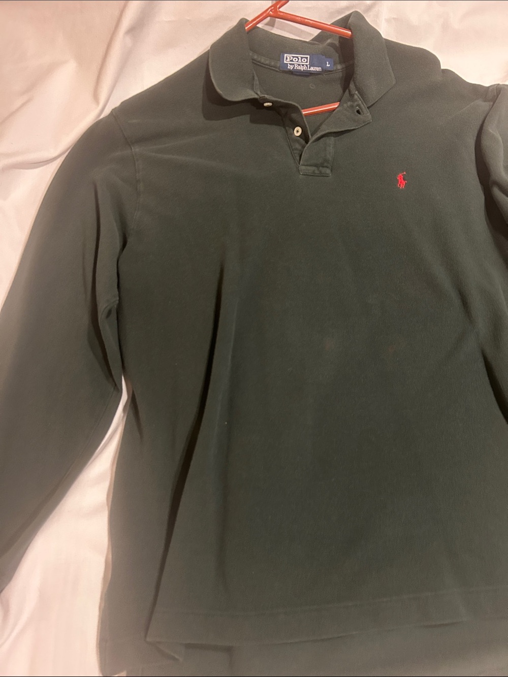Polo by Ralph Lauren Dark Green Long-Sleeve Polo with Red Pony
